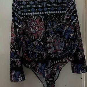 Floral Patterned Long Sleeve Bodysuit